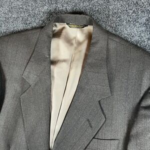 Vintage MIW Man in Wool Blazer 42R Charcoal Pinstripe‎ 100% Wool USA Made READ
